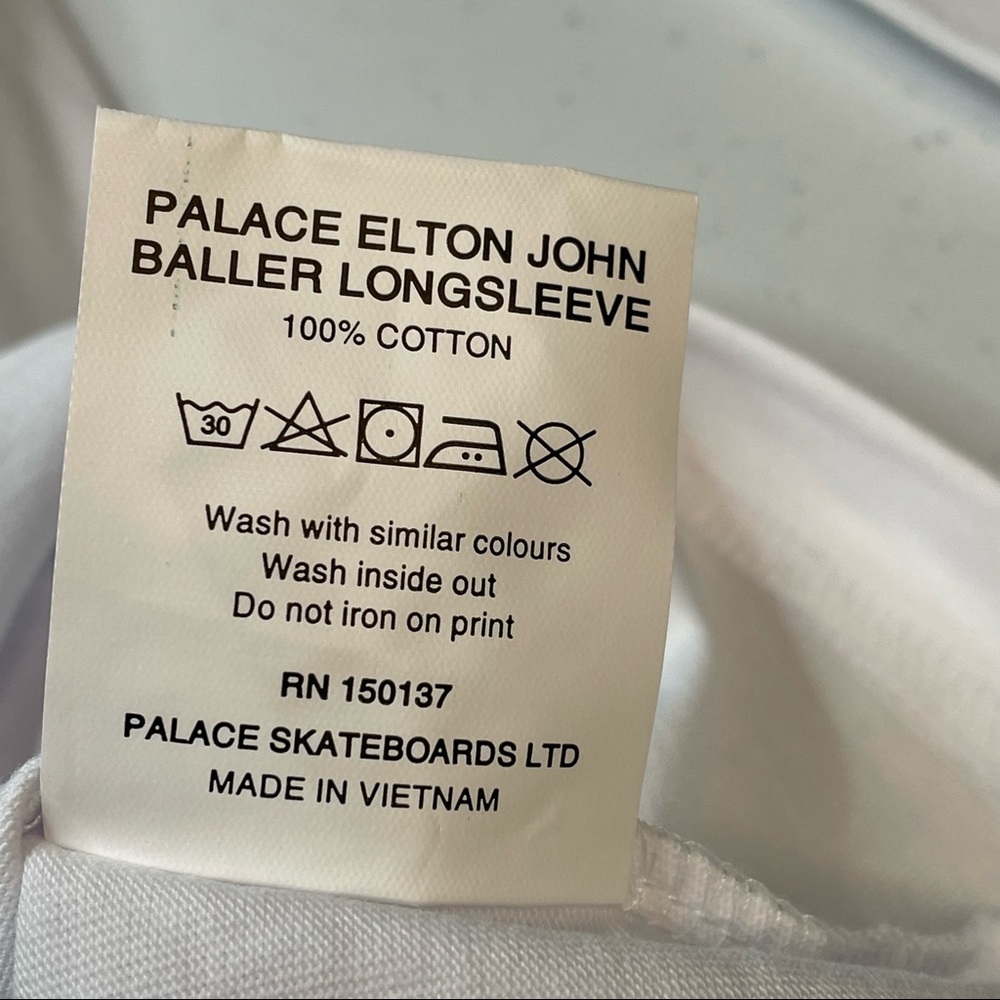 Palace Skateboards Elton John LA Dodgers Long Sleeve White Tee Shirt Mens Small - Picture 3 of 9